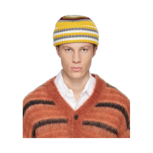Striped Ribbed Knit Hat