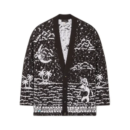 Ocean Whispers Palm-Tree Graphic Cardigan