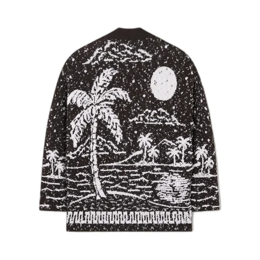 Ocean Whispers Palm-Tree Graphic Cardigan