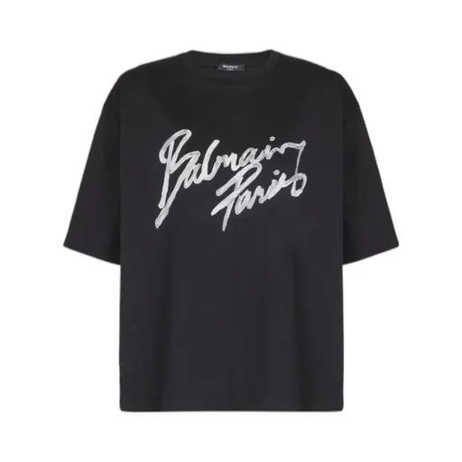 Balmain Logo Brush Print Boxy T-Shirt