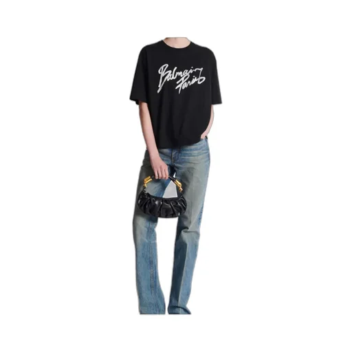 Balmain Logo Brush Print Boxy T-Shirt