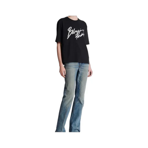Balmain Logo Brush Print Boxy T-Shirt