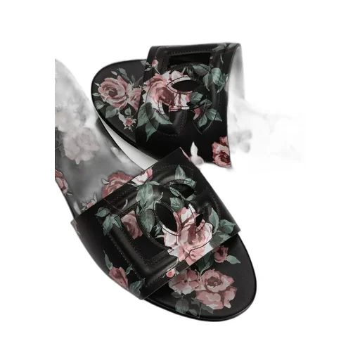 Dolce & Gabbana Rose Printed Flat Slippers