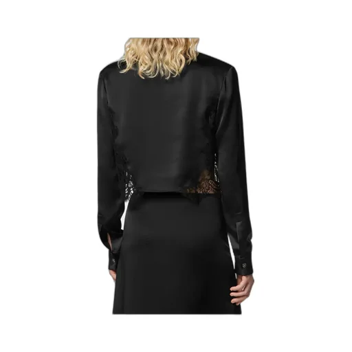Versace Lace-Trim Satin Cropped Shirt