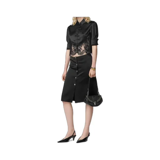 Versace Lace-Trim Satin Cropped Shirt