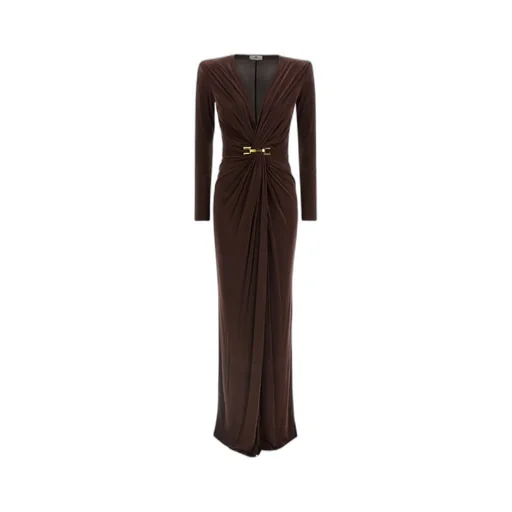 Elisabetta Franchi Plunging V-Neck Red Carpet Dress