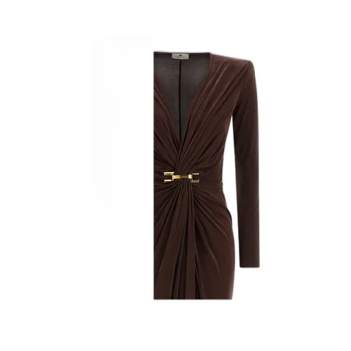 Elisabetta Franchi Plunging V-Neck Red Carpet Dress