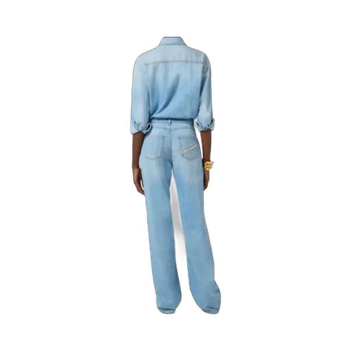 Elisabetta Franchi Lettering Denim Jumpsuit