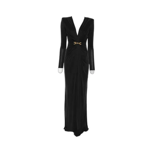 Elisabetta Franchi Plunging V-Neck Red Carpet Dress