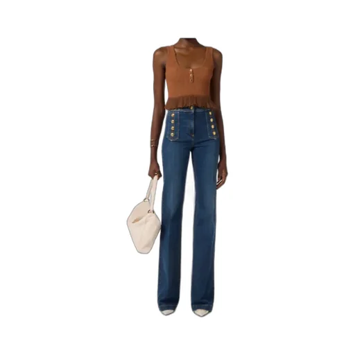 Elisabetta Franchi Palazzo Buttons Jeans