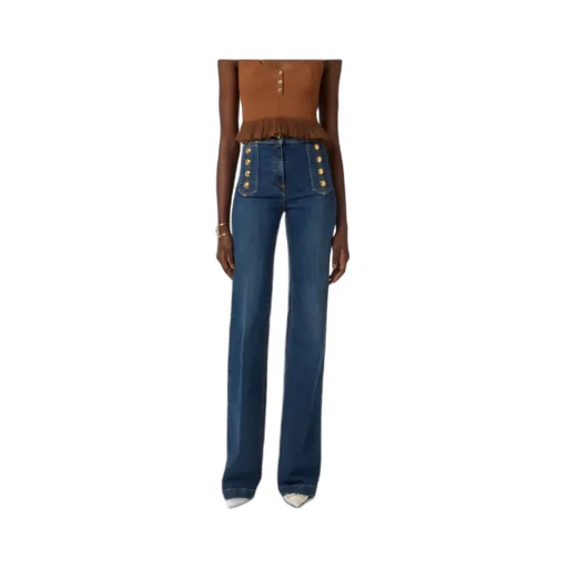 Elisabetta Franchi Palazzo Buttons Jeans