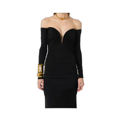 Elisabetta Franchi Off-Shoulder Maxi Dress