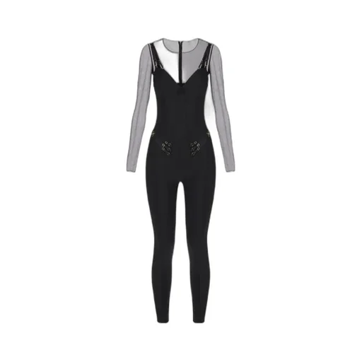 Elisabetta Franchi Tulle Long-Sleeved Jumpsuit