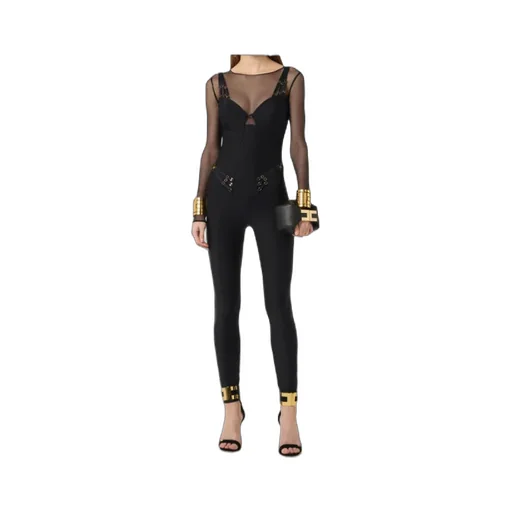 Elisabetta Franchi Tulle Long-Sleeved Jumpsuit