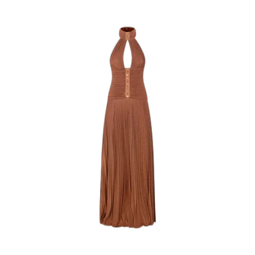 Elisabetta Franchi Lamé-Effect Jersey Red Carpet Dress