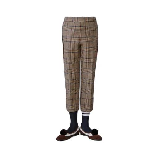 Backstrap Check-Print Trousers