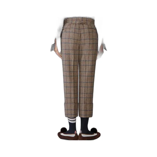 Backstrap Check-Print Trousers