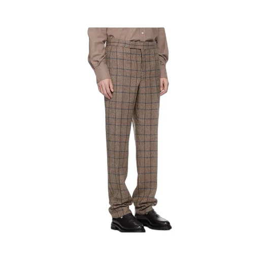 Backstrap Check-Print Trousers