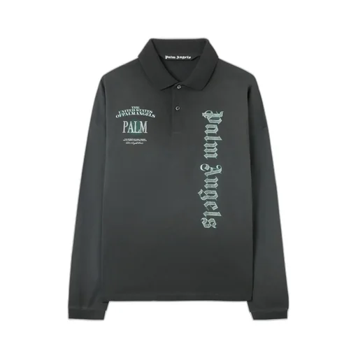 Palm Angels Logo Printed Long-Sleeved Polo Shirt