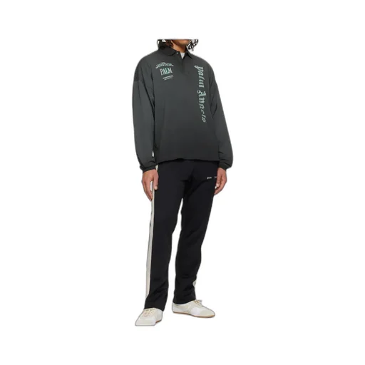Palm Angels Logo Printed Long-Sleeved Polo Shirt