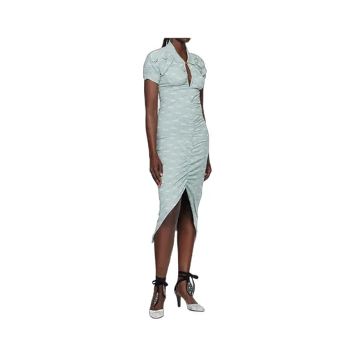 Printed Pleated Midi Dress