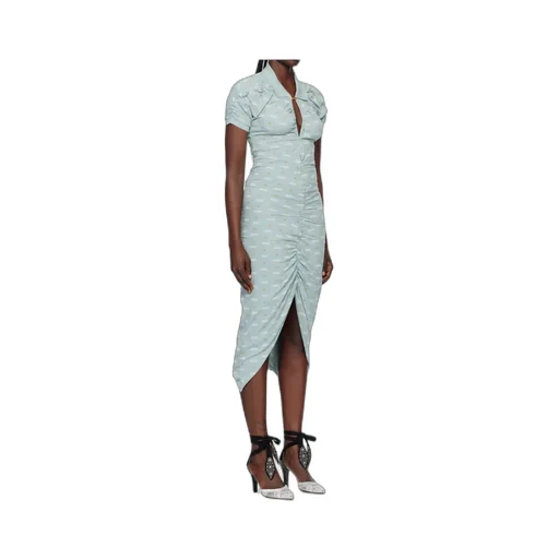 Printed Pleated Midi Dress