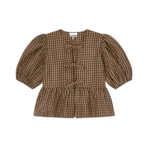 Crinkled Check Blouse