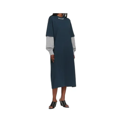 Curved Logo Layered Midi Dress