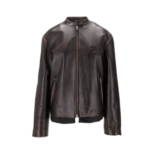 Long-Sleeved Leather Jacket