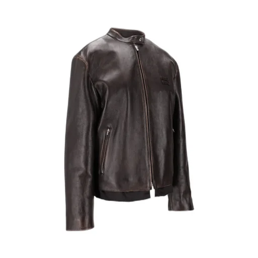 Long-Sleeved Leather Jacket
