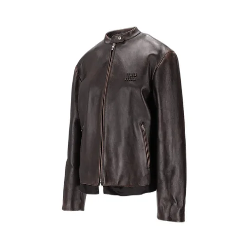 Long-Sleeved Leather Jacket