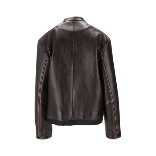 Long-Sleeved Leather Jacket