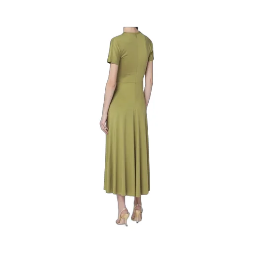 Gathered Waist Midi Dress With Knotted Detail