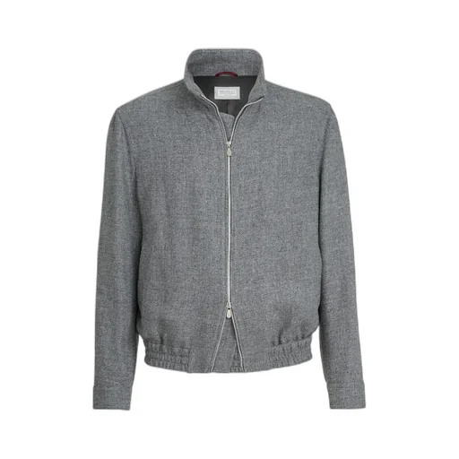 Stand Collar Hopsack Outerwear Jacket