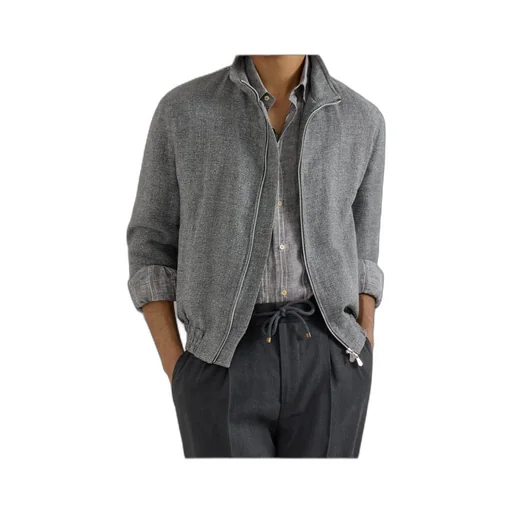 Stand Collar Hopsack Outerwear Jacket