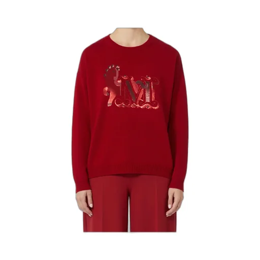 Oversized Wool And Cashmere Sweater - Dark Red