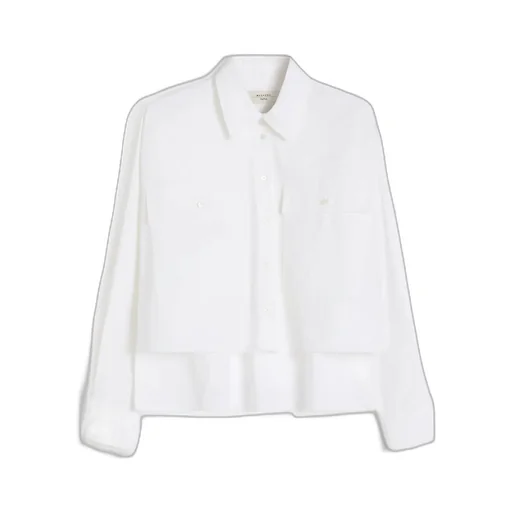 Asymmetrical Washed Cotton Shirt - White
