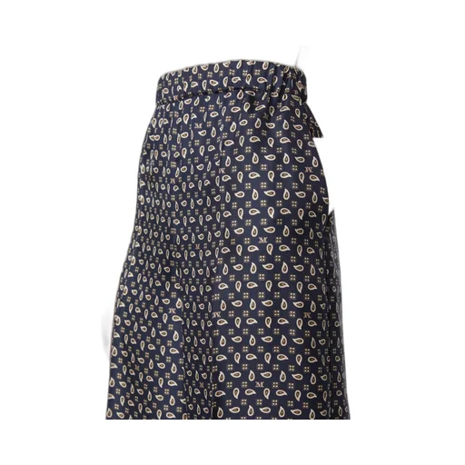 Pantalone In Seta Stampata - Blu Marino