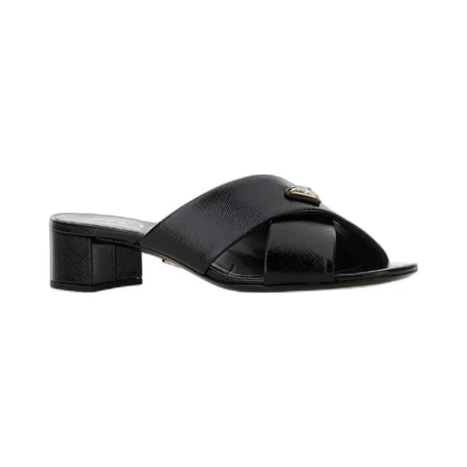 Prada Triangle-Logo Slip-On Sandals