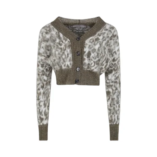D.Exterior Animal Print Cropped Cardigan