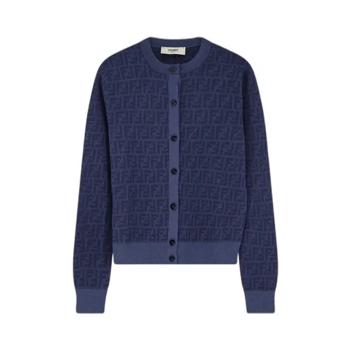 Fendi Ff Jacquard Crewneck Buttoned Cardigan