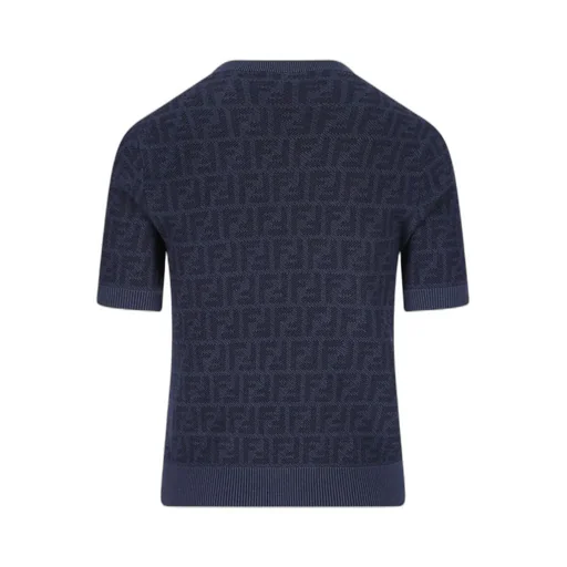 Fendi Ff Jacquard Short Sleeved Crewneck Jumper