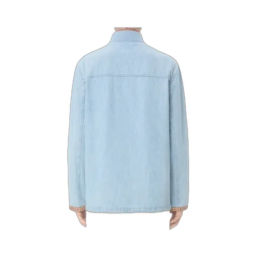 Valentino Denim Safari Jacket With Printed Edges