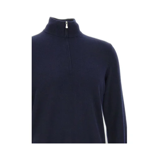 Long-Sleeved, Zippered, Stand-Collar Sweater