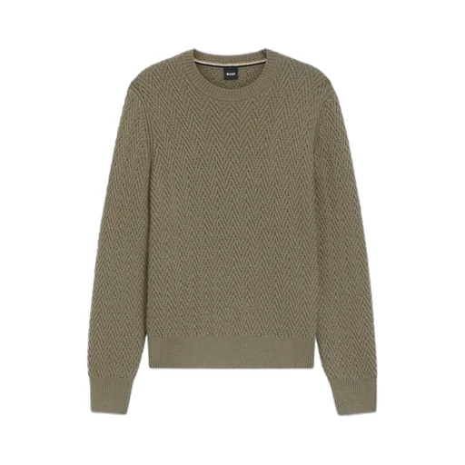 H-Hitalo Herringbone Round-Neck Sweater
