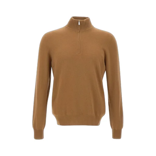 Long-Sleeved, Zippered, Stand-Collar Sweater