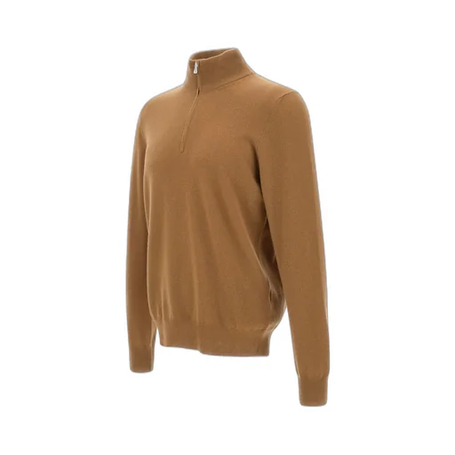 Long-Sleeved, Zippered, Stand-Collar Sweater