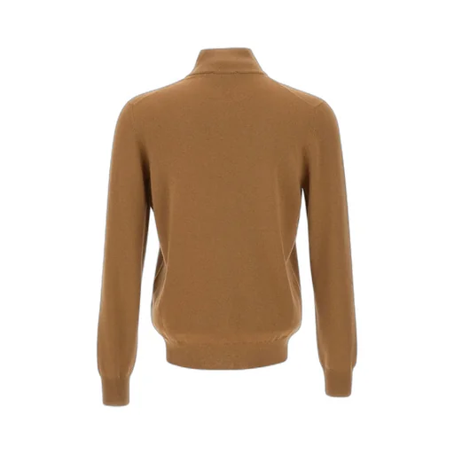 Long-Sleeved, Zippered, Stand-Collar Sweater
