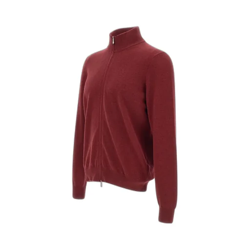 Long-Sleeved, Zippered, Stand-Collar Sweater