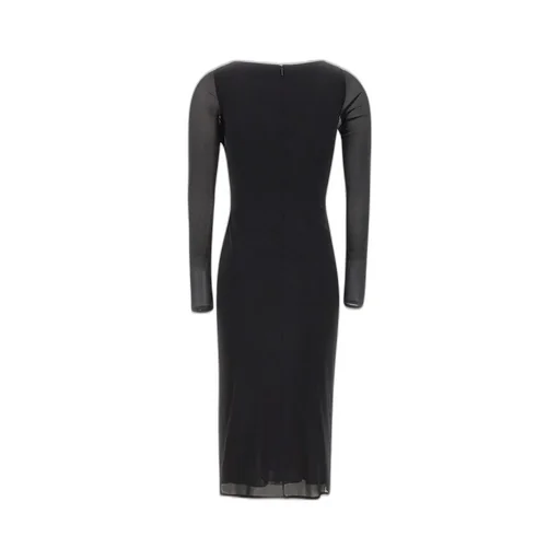 Butterfly-Clasp Ruched Midi Dress